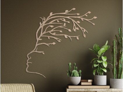 55767 holzerne wanddekoration gesicht baum im wind