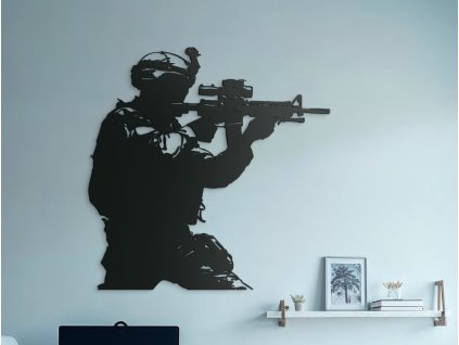 55851 holzerne wanddekoration sniper im einsatz