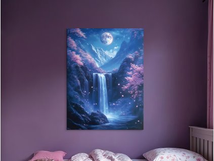 Obraz Malebný vodopád v horách (Bildgröße A1, Farbe des Rahmens Ohne Rahmen, Oberflächenfinish 3D)