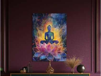 Obraz Budha v lotosovom kvete (Bildgröße A1, Farbe des Rahmens Ohne Rahmen, Oberflächenfinish 3D)