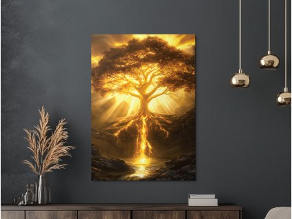 Strom života Zlatý prameň (Bildgröße A1, Farbe des Rahmens Ohne Rahmen, Oberflächenfinish 3D)