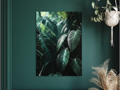 Obraz Tropické zelené listy (Bildgröße A1, Farbe des Rahmens Ohne Rahmen, Oberflächenfinish 3D)