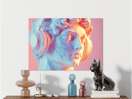 Obraz Busta so slúchadlami (Bildgröße A1, Farbe des Rahmens Ohne Rahmen, Oberflächenfinish 3D)