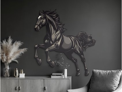 Obraz Čierny žrebec (Bildabmessungen 90 x 83 cm, Oberflächenfinish 3D)