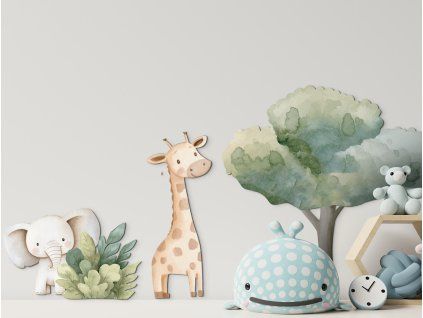 57420 3 farbbilder set giraffe und elefant