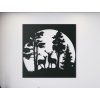 Holzbild HIRSCHE IM WALD (Bildabmessungen 89 x 89 cm, Bildfarbe Grau)