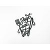 Holzaufschrift Just Eat it mit Besteck (Bildabmessungen 38,5 x 32,5 cm, Bildfarbe Grau)