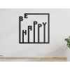 Holzsticker Be happy (Bildabmessungen 22,5 x 22,5 cm, Bildfarbe Grau)