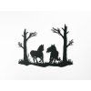 Wandsticker PFERDE UNTER BÄUMEN (Bildabmessungen 32,5 x 42 cm, Bildfarbe Grau)