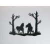 Wandsticker PFERDE UNTER BÄUMEN (Bildabmessungen 32,5 x 42 cm, Bildfarbe Grau)