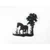 Holzsticker EINSAMES PFERD UNTER EINEM BAUM (Bildabmessungen 32,5 x 35 cm, Bildfarbe Grau)