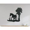 Holzsticker EINSAMES PFERD UNTER EINEM BAUM (Bildabmessungen 32,5 x 35 cm, Bildfarbe Grau)