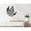 Sticker Blumenstillleben mit Schmetterling (Bildabmessungen 32,5 x 34 cm, Bildfarbe Grau)