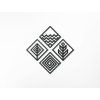 Holzsticker 4 Elemente – Feuer, Wasser, Erde, Luft (Bildabmessungen 89 x 89 cm, Bildfarbe Grau)