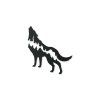 Holzsticker WOLF UND BERGE (Bildabmessungen 31,5 x 29,5 cm, Bildfarbe Grau)