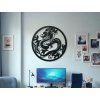 Runder Holzsticker DRACHE (Bildabmessungen 44,5 x 44,5 cm, Bildfarbe Grau)
