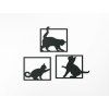 Dreiteiliges Bild Drei Katzen (Bildabmessungen 12,5 x 45,5 cm, Bildfarbe Grau)