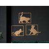 Dreiteiliges Bild Drei Katzen (Bildabmessungen 12,5 x 45,5 cm, Bildfarbe Grau)