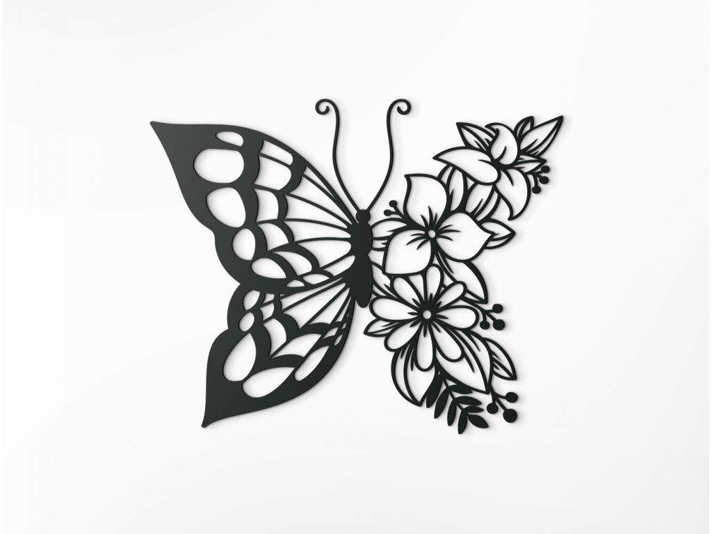 Dřevěná samolepka Květinový motýl