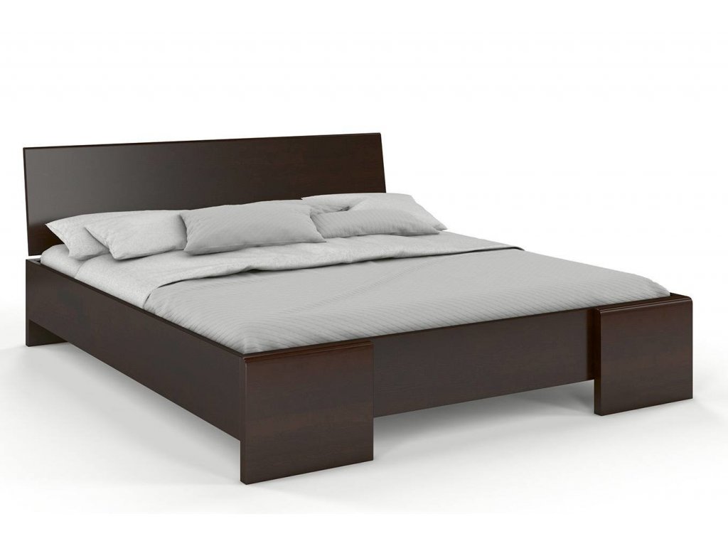 Borovicová postel Hessler High s úložným prostorem - palisandr
