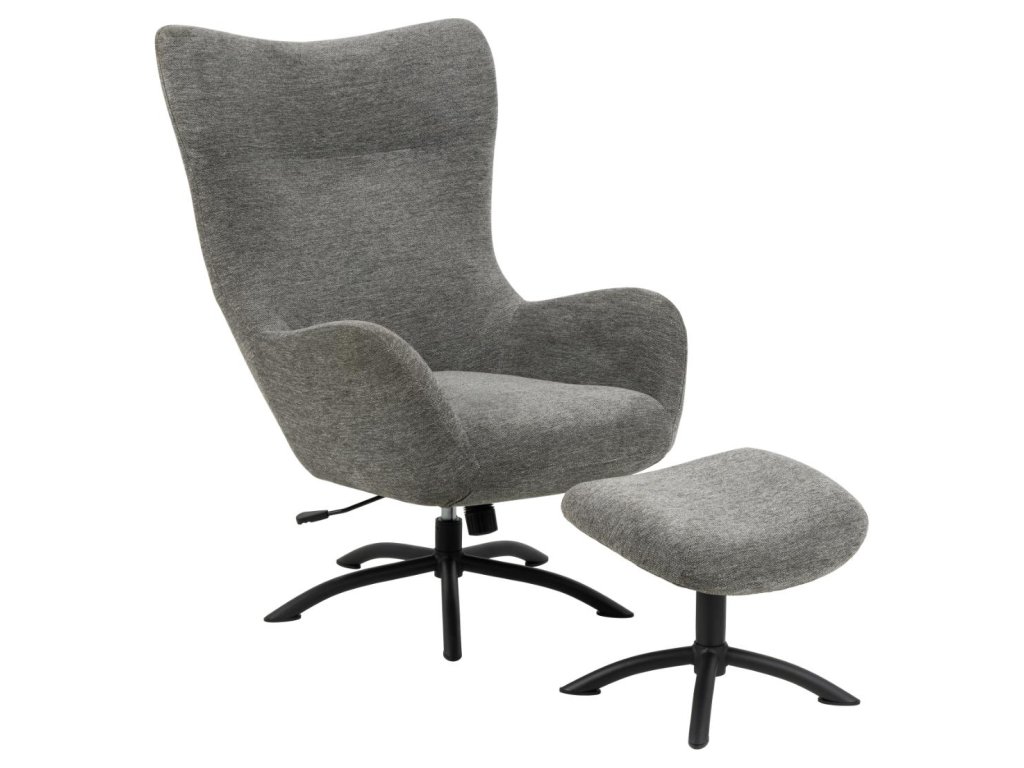 61579 relaxacne kreslo s podnozkou talgarth siva cierna