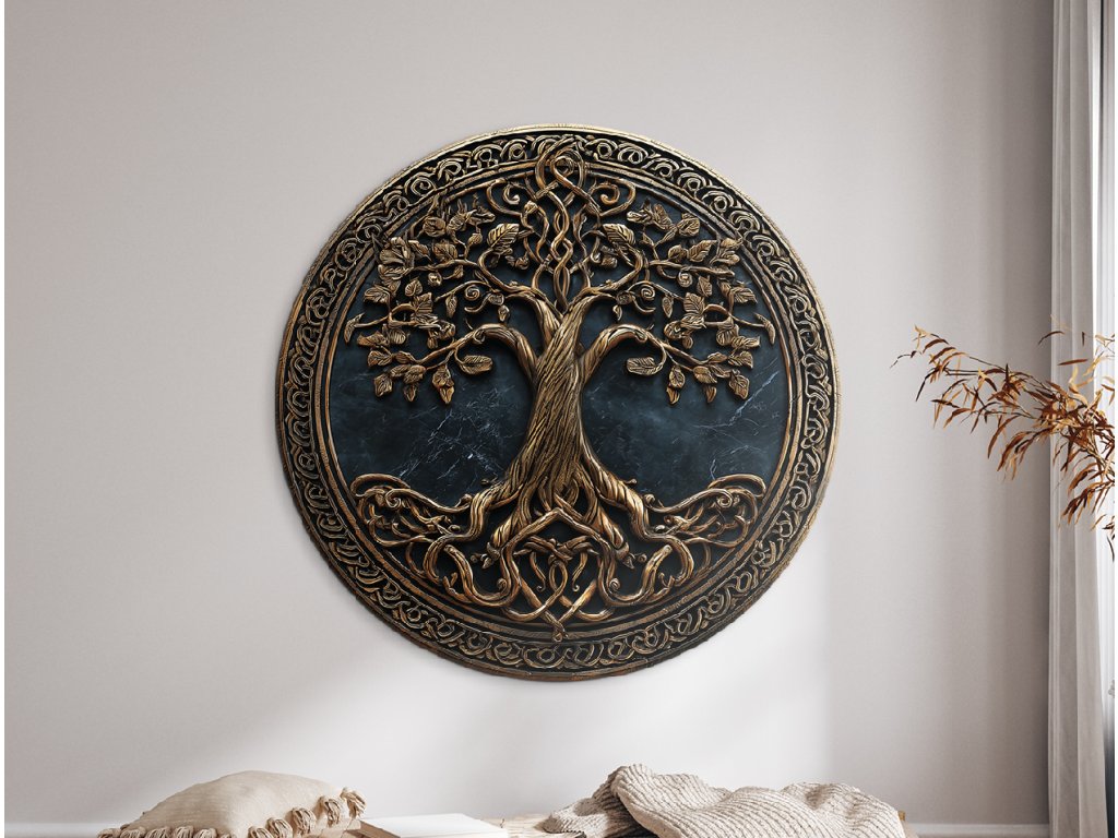 Okrúhly Strom života Korene sily (Rozměr obrazu 45 x 45 cm, Povrchová úprava 3D)