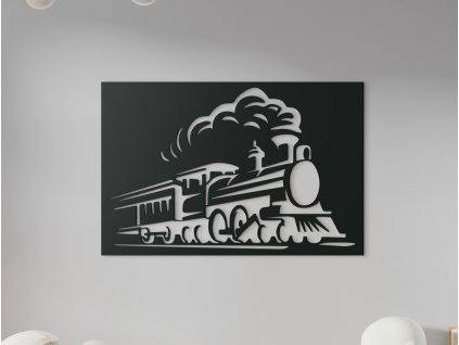 Dřevěný obraz do dětského pokoje Parní lokomotiva