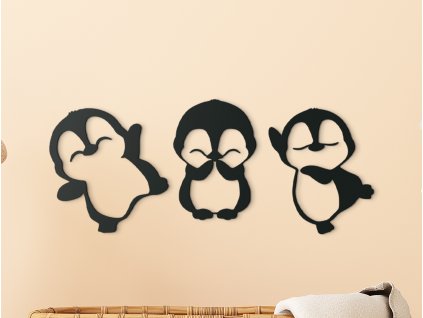 3dílná dětská samolepka Tři malí tučňáci