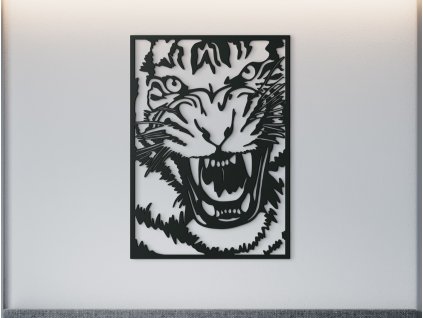 Dřevěný obraz na zeď Tygr útočí
