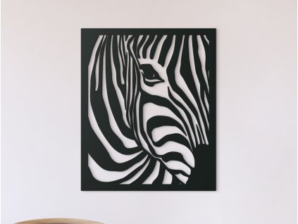 Dřevěný obraz na zeď Hlava zebry