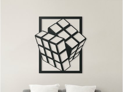 3D dřevěný obraz Rubikova kostka