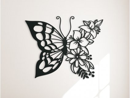 Dřevěná samolepka Květinový motýl