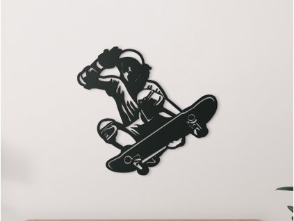 Dřevěná samolepka na zeď Skateboardista