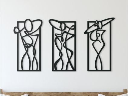 3-dielny avantgardný obraz 3 dámy (Rozměr obrazu 71 x 133 cm, Barva obrazu Antracit)