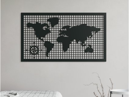 Dřevěná mapa světa na zeď