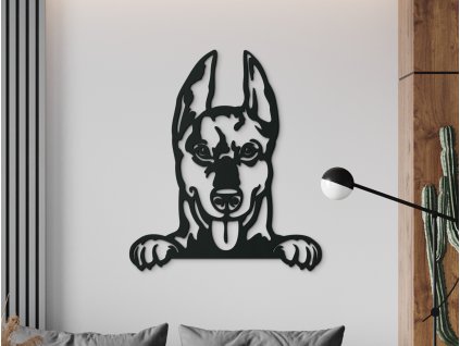 Drevený obraz na stenu Doberman (Rozměr obrazu 89 x 77 cm, Barva obrazu Antracit)