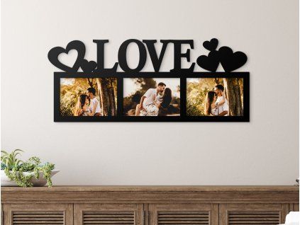 Fotorámeček se srdíčky Love (Barva obrazu Šedá)