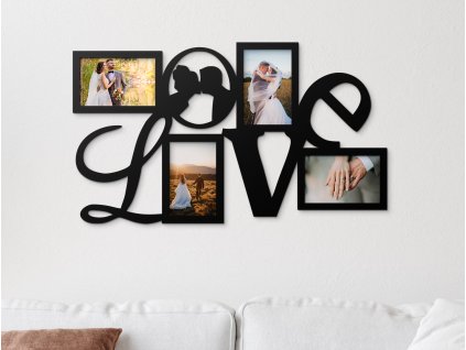 Dřevěný fotorámeček Love na zeď