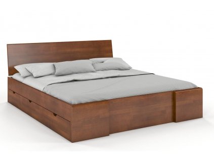 Dřevěná postel s úložným prostorem Hessler buk - ořech