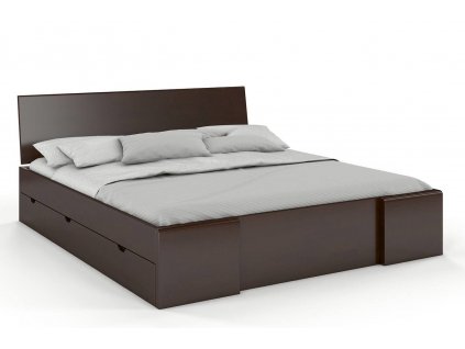 Dřevěná postel s úložným prostorem Hessler buk - palisandr