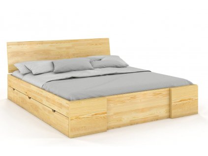 Dřevěná postel s úložným prostorem Hessler borovice - přírodní