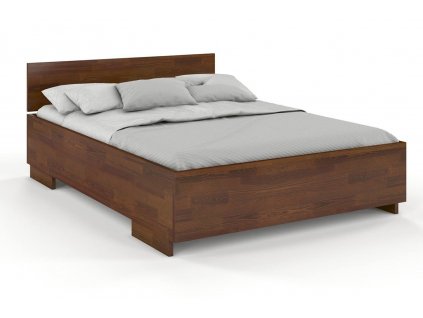 Masivní postel Bergman High z borovice - ořech