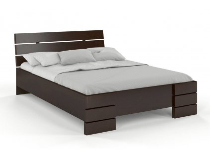 Masivní postel Sandemo High z borovice - palisandr