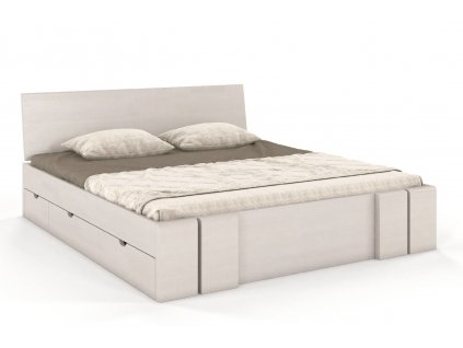 Masivní postel s úložným prostorem Vestre borovice - bílá
