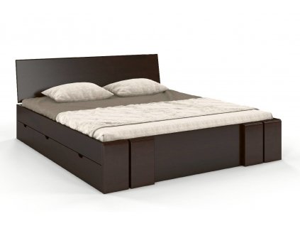 Masivní postel s úložným prostorem Vestre borovice - palisandr