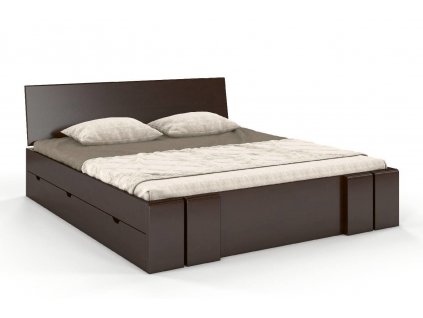 Masivní postel s úložným prostorem Vestre buk - palisandr