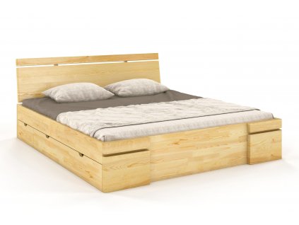 Dřevěná postel Sparta z borovice s úložným prostorem - přírodní