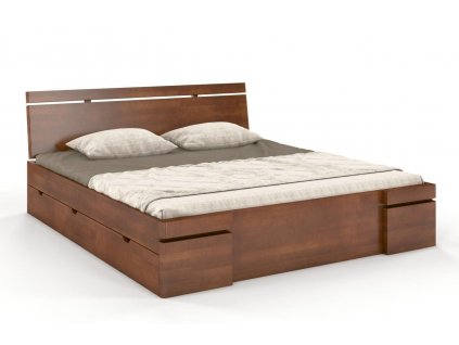 Dřevěná postel Sparta buk s úložným prostorem - ořech