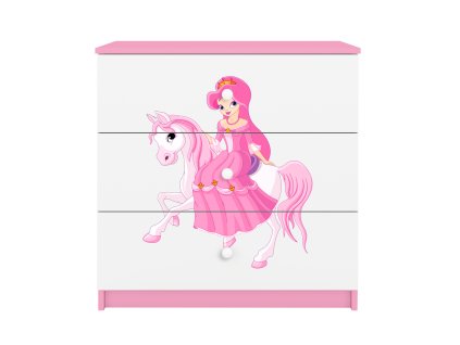 Dětská komoda Princezna na koníku (růžová)