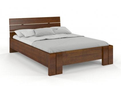 Borovicová postel Arhus High s úložným prostorem - ořech